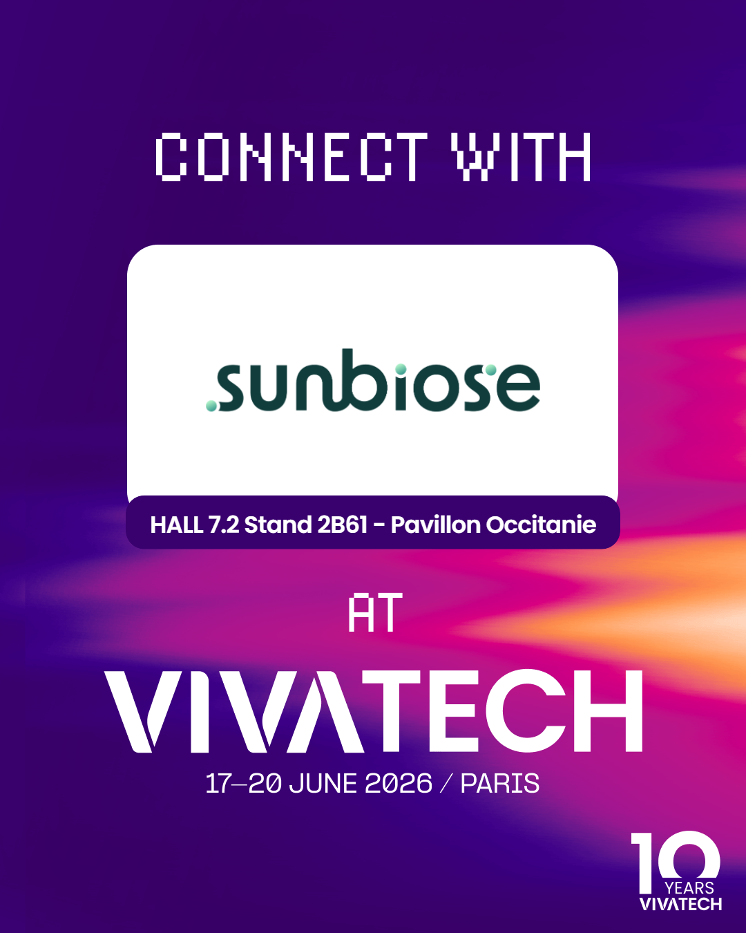 Stand Sunbiose sur le Pavillon Occitanie au salon VivaTech 2026 à Paris