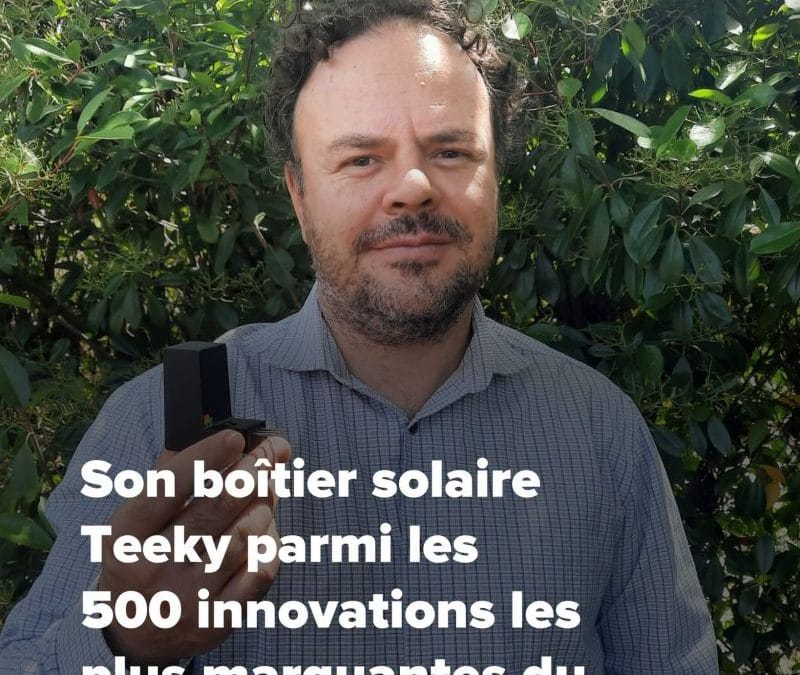 Raphaël Cervan présente le boîtier TeeKy de Sunbiose au salon VivaTech 2026 à Paris